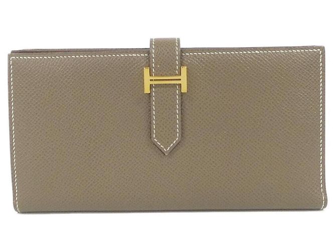 Hermès Cartera Hermes Bearn Soufflé Gris pardo