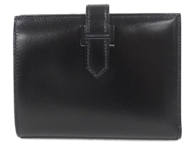 Hermès Hermes Bearn Compact Monochrome Portemonnaie Schwarz