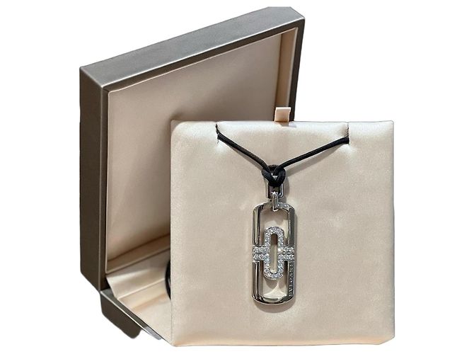 Autre Marque collar PARENTESI de diamantes Bulgari Blanco Hardware de plata