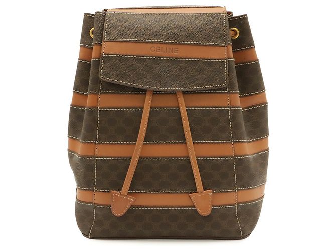 Céline Celine Rucksack Macadam Muster Beige Dunkelbraun