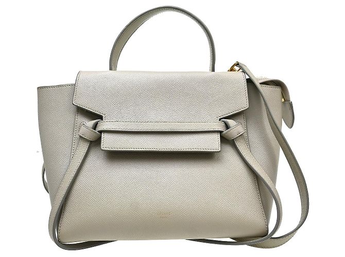 Céline Cinto Celine Mini em couro texturizado Marrom