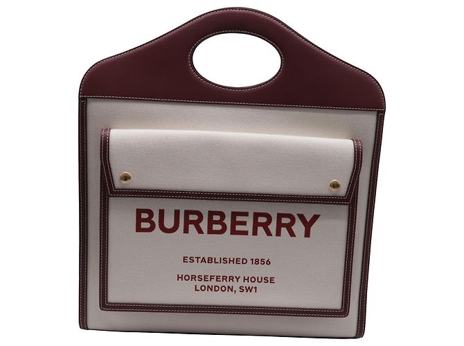 Sac cabas Burberry Medium Pocket en toile blanche