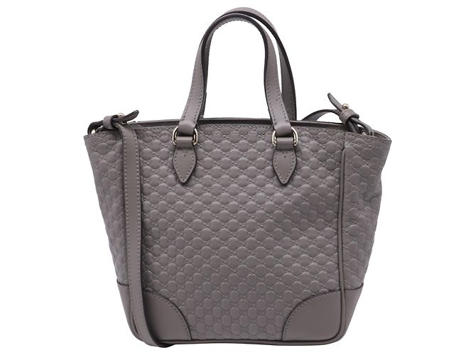 Gucci Small Bree Micro Guccissima Handtasche aus grauem Leder