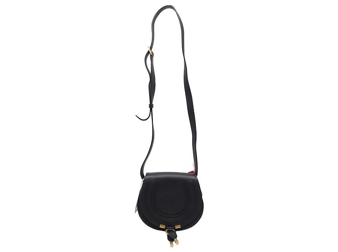 Bolsa transversal Marcie Small Chloé em couro de bezerro granulado preto