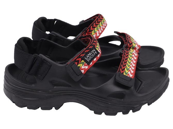 Sandali Lanvin x Suicoke Wake Curb in gomma nera Nero