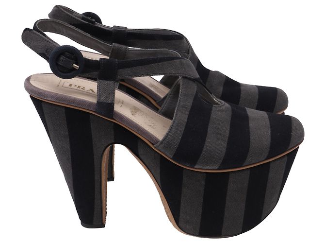 Prada Platform Sandals in Multicolor Canvas