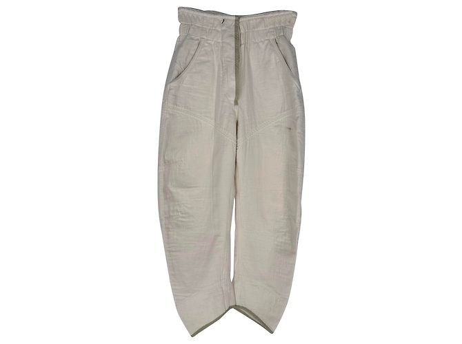 Calças de cintura alta Isabel Marant em algodão branco