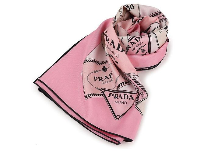 Sciarpa Prada Heritage in seta rosa 