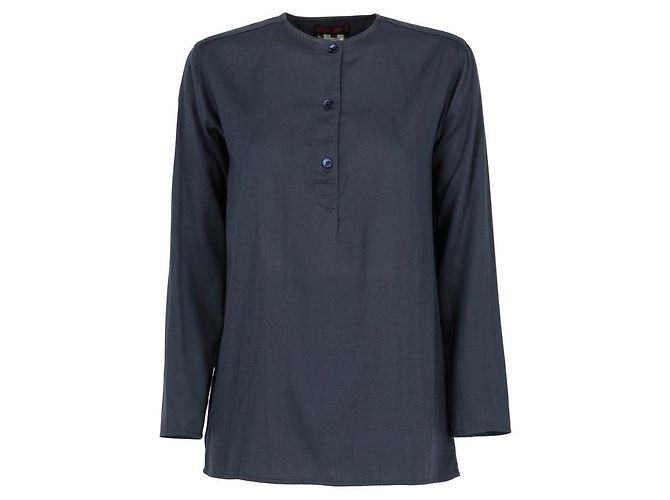 Yves Saint Laurent Camicetta in cotone Kenzo con retro plissettato Blu