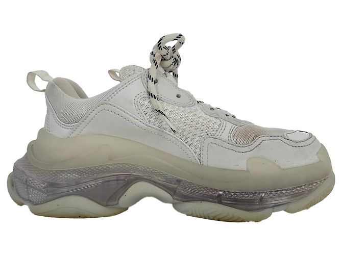 Baskets Balenciaga Triple S semelle transparente en polyester blanc Écru