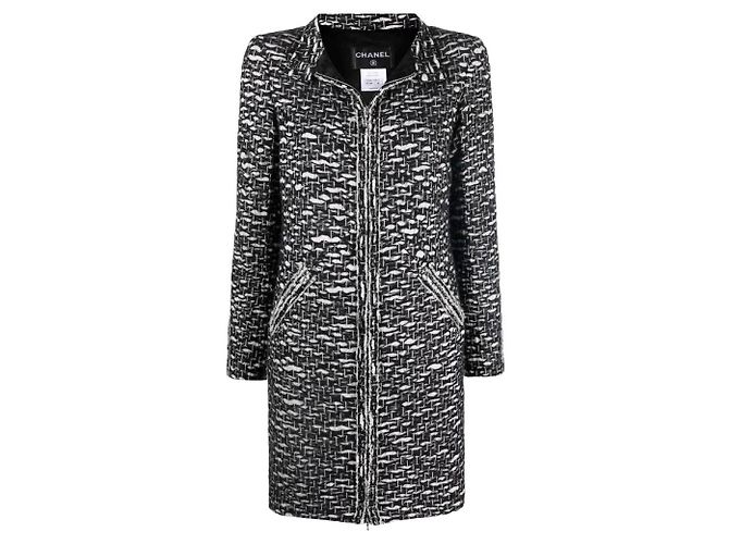 Chanel Mandarin-Collar Bouclé Coat Black
