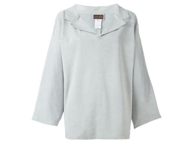 Yves Saint Laurent Blusa Kenzo de camurça com modelagem relaxada Cinza