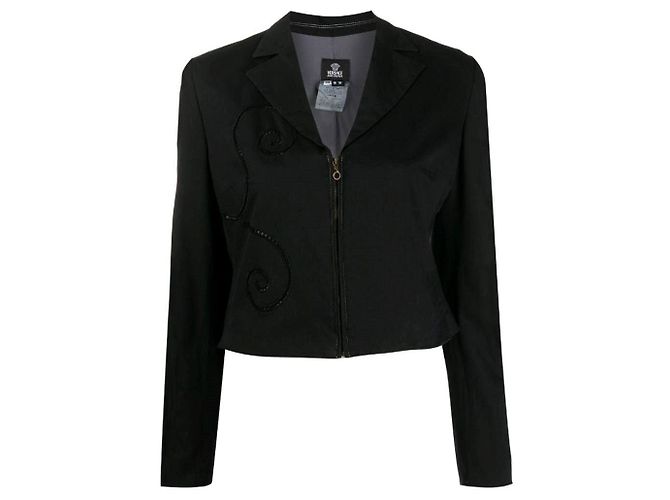 Versace Zip-Cuff Cotton Jacket Black