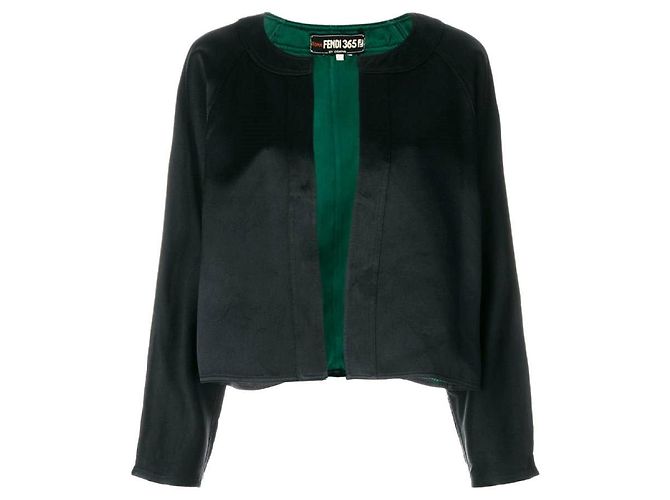 Fendi Open-Front Silk Jacket Black