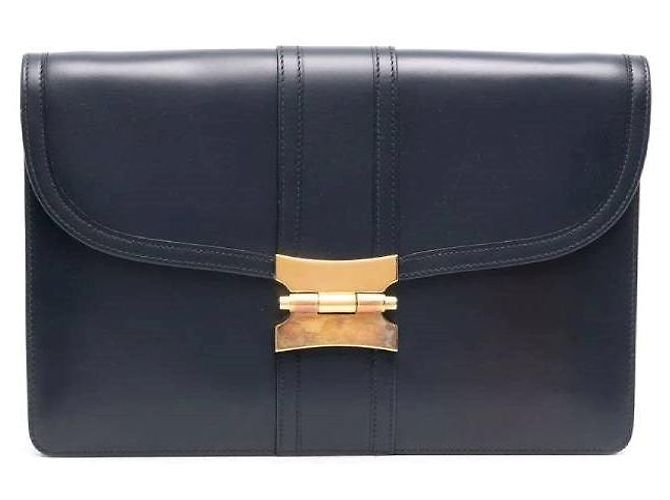 Borsa Hermès Turn-Lock Rectangular Flap Bag Blu 