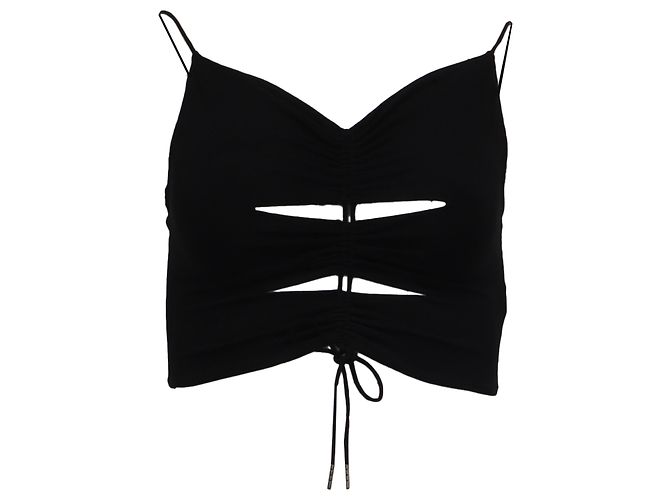 Top cropped drapeado com recortes Alexander Wang em viscose preta Preto