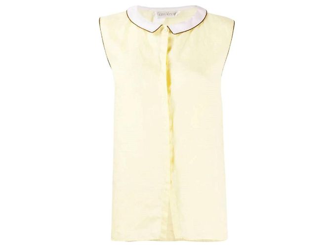 Camicia senza maniche con colletto Peter Pan Versace Giallo