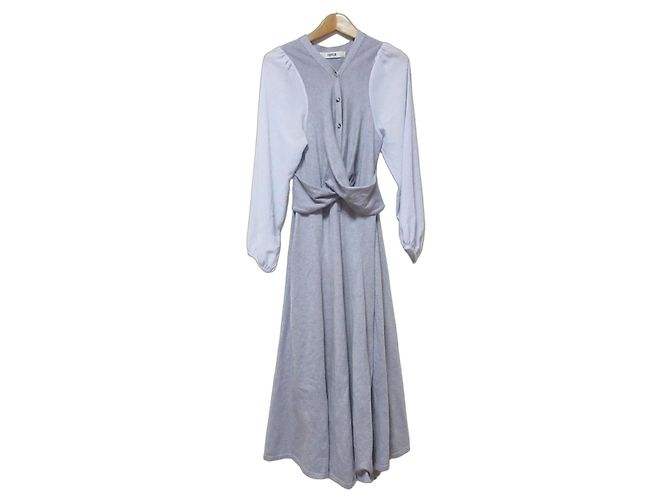 Autre Marque Vestido longo de malha com cintura transpassada e mangas de chiffon FURFUR