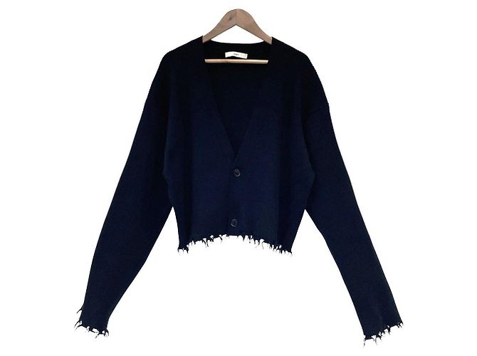 Autre Marque ASTRAET Strickjacke mit Fransen und Rippstrick Schwarz