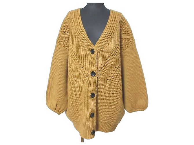 Autre Marque COEL Strickjacke aus Wolle mit grobem Strick Braun Kamel