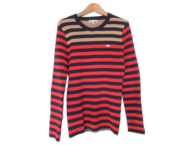 Autre Marque Lacoste Color Block Knit Pullover Red Beige Navy blue