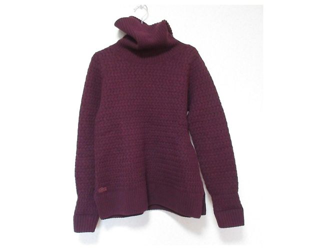Autre Marque Lacoste Rollkragenpullover aus Strick Braun Bordeaux
