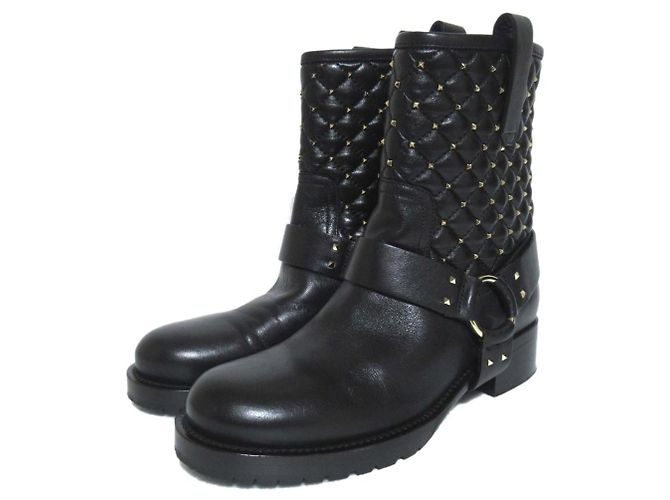 Rockstud Gesteppte Biker-Stiefel Valentino Garavani Schwarz