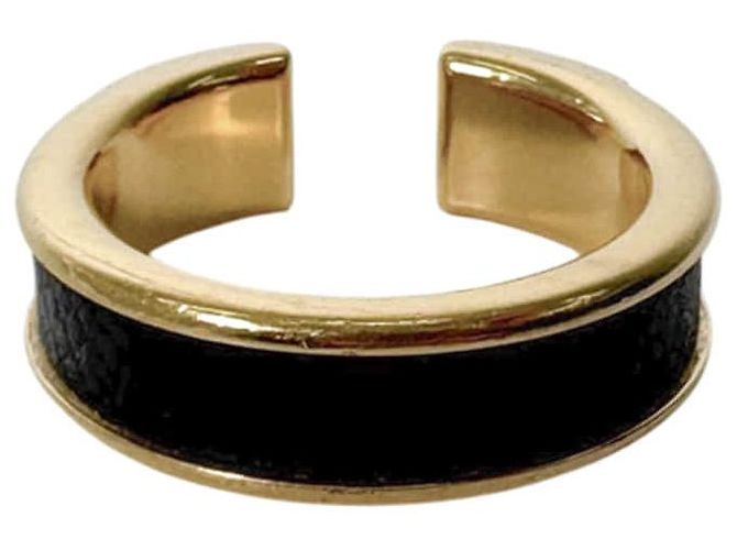 Hermès Athena Doppel-Nietenring aus Kalbsleder Noir Black Golden