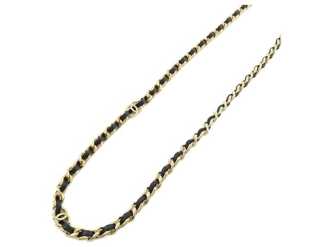 Colar Chanel ABH129 Preto Dourado