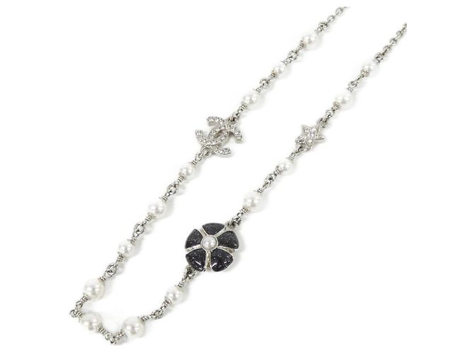 Collar Chanel ABG887 Negro Plata Blanco