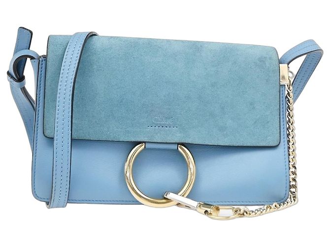 Chloé Chloe Faye aus Leder und Wildleder Small Blau