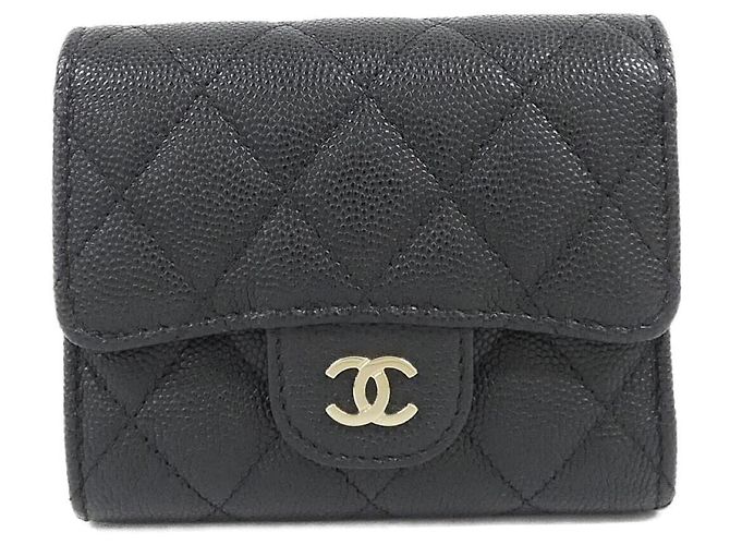 Cartera tríptico Chanel Timeless Classic Line AP0229 Negro Burdeos