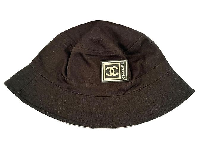 Chanel Black cotton bucket hat Grey