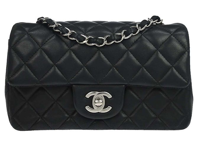 Chanel Classic Single Flap gestepptes Lammleder Mini Schwarz