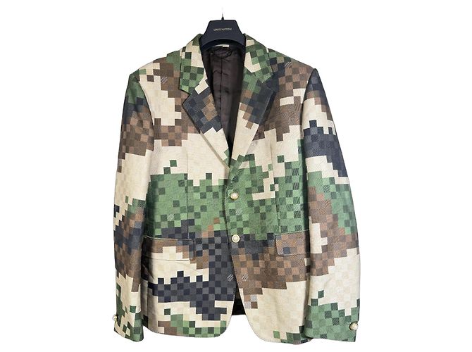 Blazer Tailored Damoflage Louis Vuitton Show SS2024 Taille 48 Marrone Nero Beige Verde