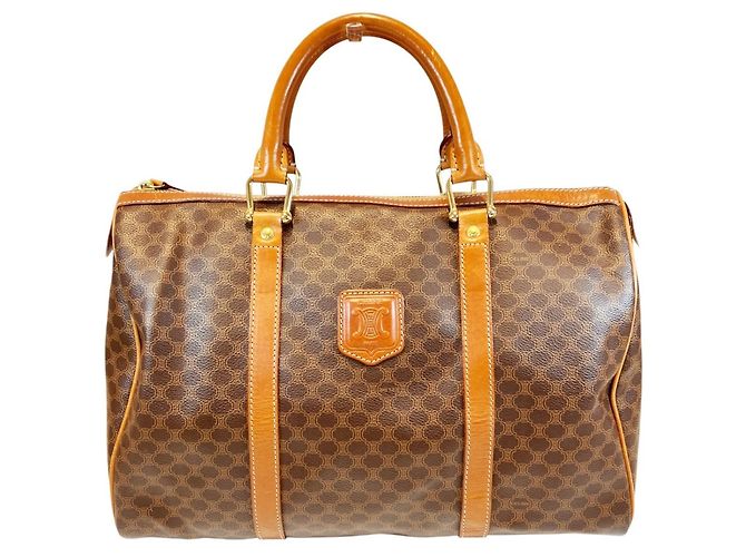 Céline Celine Macadam Vintage Boston Bag Braun