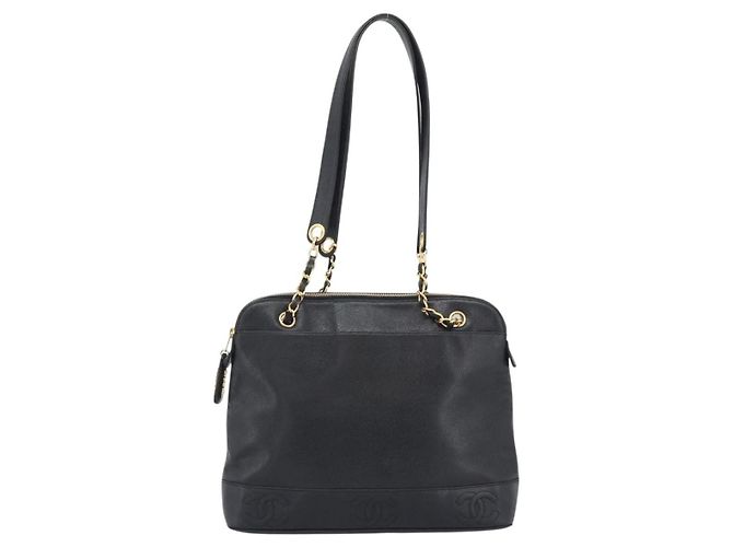 Chanel Triple CC Chain Shoulder Caviar Leather Nero