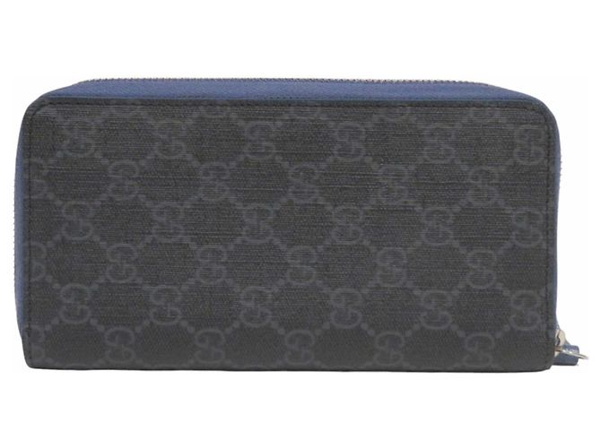 Gucci GG Supreme Long Wallet Black Blue