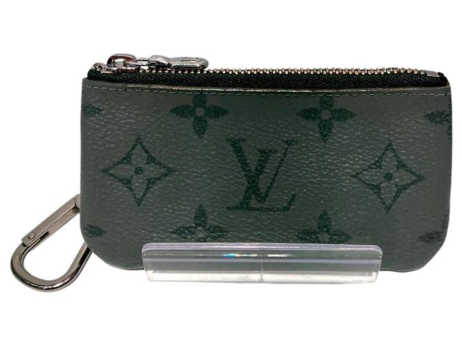 Louis Vuitton Monogram Eclipse Pochette Clé Wallet/Coin Case Marrone Nero