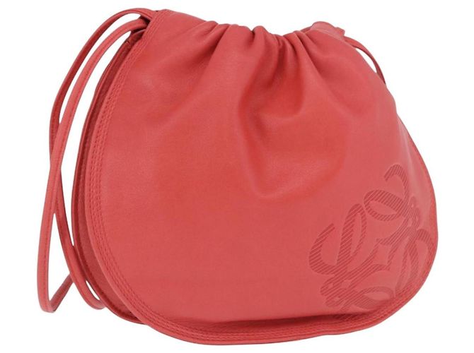 Bolsa de Ombro LOEWE Anagram em Couro Pink Gold Auth bs36503A Rosa Dourado