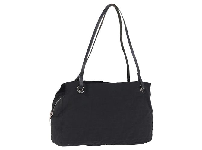 FENDI Zucca Canvas Tote Bag Schwarz Silber Auth 194195