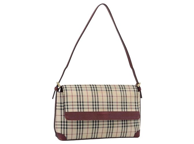 BURBERRY Nova Check Handtasche Canvas Beige Gold Auth bs36448 Golden