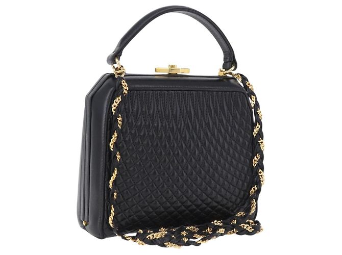 Sac à main BALLY en cuir 2way Noir Doré Auth BA14687A