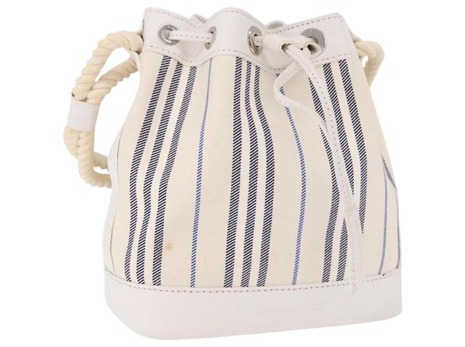 BURBERRY Handtasche Canvas Weiß Silber Auth bs36451