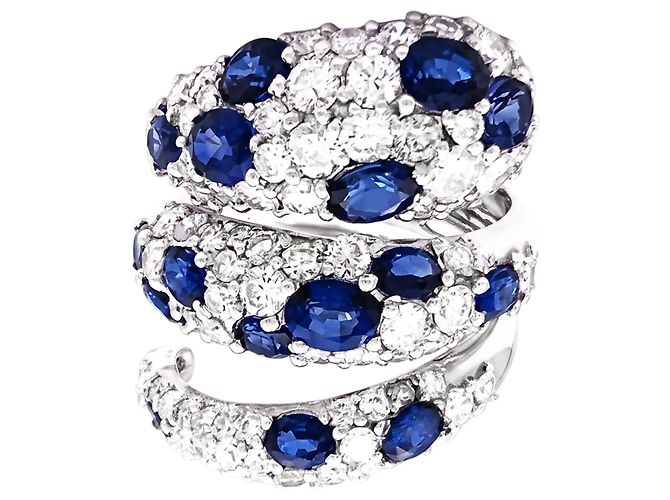 Autre Marque „Serpent“-Ring, Diamant- und Saphir-Pavé.