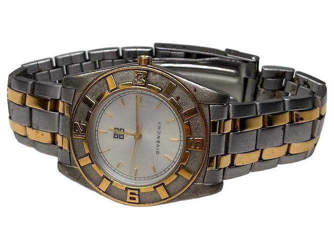 Vintage Givenchy Armbanduhr aus Edelstahl Silber Gold