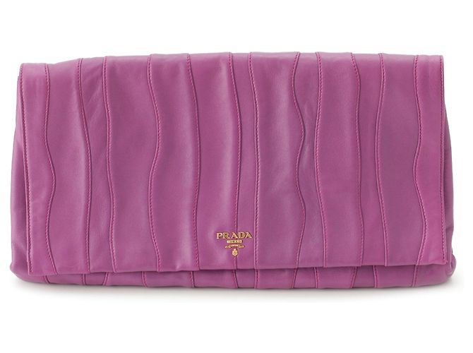 Lila Prada Nappa Waves Stripe Clutch