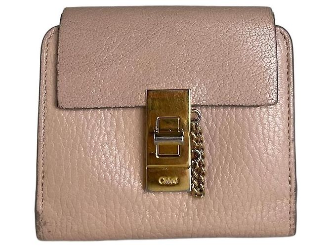 Chloé Vintage Chloe Pebbled Leather Wallet Blush Pink Gold