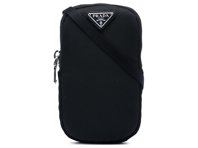 Borsa a tracolla porta telefono Prada Tessuto nera Nero