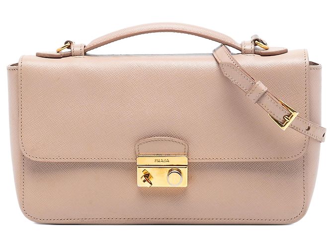 Borsa Prada Saffiano Sound Lock marrone